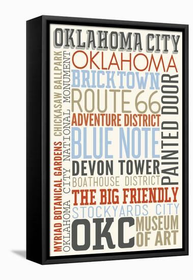 Oklahoma City, Oklahoma - Typography-Lantern Press-Framed Stretched Canvas