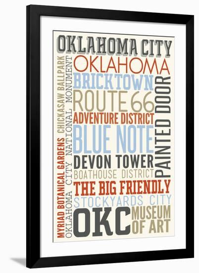 Oklahoma City, Oklahoma - Typography-Lantern Press-Framed Art Print