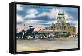 Oklahoma City, Oklahoma - Will Rogers Field Admin Building-Lantern Press-Framed Stretched Canvas