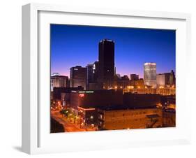 Oklahoma City Skyline Viewed from Bricktown District, Oklahoma, USA-Richard Cummins-Framed Photographic Print