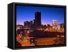 Oklahoma City Skyline Viewed from Bricktown District, Oklahoma, USA-Richard Cummins-Framed Stretched Canvas