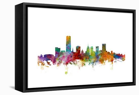 Oklahoma City Skyline-Michael Tompsett-Framed Stretched Canvas