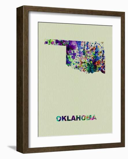 Oklahoma Color Splatter Map-NaxArt-Framed Art Print