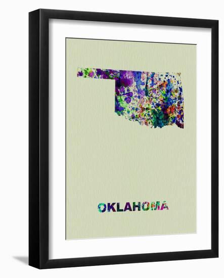 Oklahoma Color Splatter Map-NaxArt-Framed Art Print