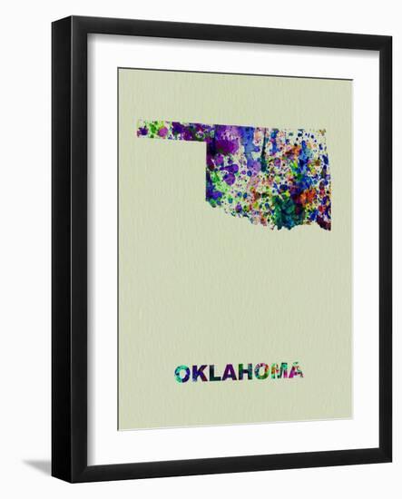 Oklahoma Color Splatter Map-NaxArt-Framed Art Print