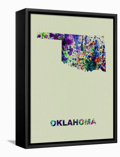 Oklahoma Color Splatter Map-NaxArt-Framed Stretched Canvas