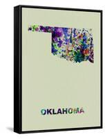 Oklahoma Color Splatter Map-NaxArt-Framed Stretched Canvas