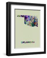 Oklahoma Color Splatter Map-NaxArt-Framed Art Print