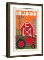 Oklahoma - Country - Woodblock-Lantern Press-Framed Art Print