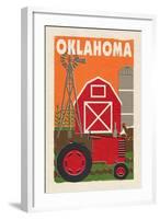 Oklahoma - Country - Woodblock-Lantern Press-Framed Art Print