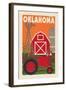 Oklahoma - Country - Woodblock-Lantern Press-Framed Art Print