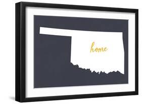 Oklahoma - Home State - White on Gray-Lantern Press-Framed Art Print