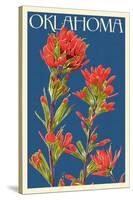 Oklahoma - Indian Paintbrush - Letterpress-Lantern Press-Stretched Canvas