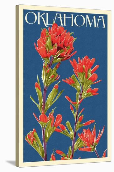 Oklahoma - Indian Paintbrush - Letterpress-Lantern Press-Stretched Canvas