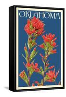 Oklahoma - Indian Paintbrush - Letterpress-Lantern Press-Framed Stretched Canvas