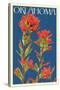 Oklahoma - Indian Paintbrush - Letterpress-Lantern Press-Stretched Canvas