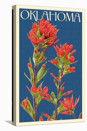 Oklahoma - Indian Paintbrush - Letterpress-Lantern Press-Stretched Canvas