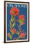 Oklahoma - Indian Paintbrush - Letterpress-Lantern Press-Framed Art Print