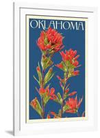 Oklahoma - Indian Paintbrush - Letterpress-Lantern Press-Framed Art Print