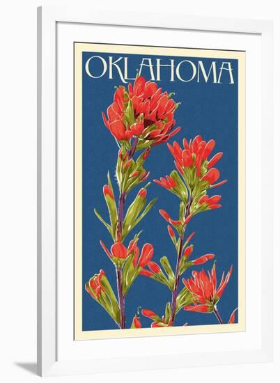 Oklahoma - Indian Paintbrush - Letterpress-Lantern Press-Framed Art Print