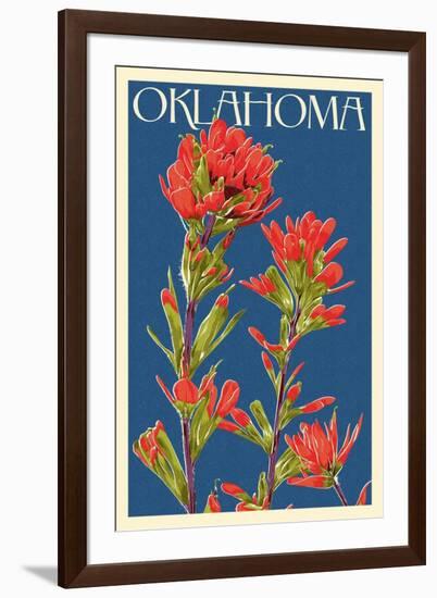 Oklahoma - Indian Paintbrush - Letterpress-Lantern Press-Framed Art Print