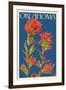 Oklahoma - Indian Paintbrush - Letterpress-Lantern Press-Framed Art Print