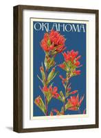 Oklahoma - Indian Paintbrush - Letterpress-Lantern Press-Framed Art Print