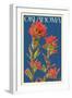 Oklahoma - Indian Paintbrush - Letterpress-Lantern Press-Framed Art Print