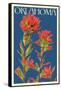 Oklahoma - Indian Paintbrush - Letterpress-Lantern Press-Framed Stretched Canvas