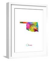 Oklahoma Map-Michael Tompsett-Framed Art Print