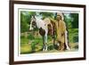 Oklahoma - Osage Indian and Pony-Lantern Press-Framed Premium Giclee Print