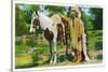 Oklahoma - Osage Indian and Pony-Lantern Press-Stretched Canvas