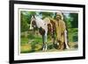 Oklahoma - Osage Indian and Pony-Lantern Press-Framed Art Print