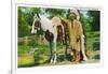 Oklahoma - Osage Indian and Pony-Lantern Press-Framed Art Print