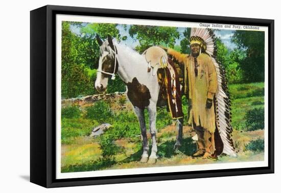 Oklahoma - Osage Indian and Pony-Lantern Press-Framed Stretched Canvas