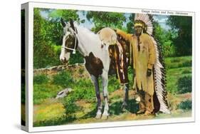 Oklahoma - Osage Indian and Pony-Lantern Press-Stretched Canvas