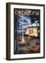 Oklahoma - Retro Camper and Lake-Lantern Press-Framed Art Print