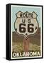 Oklahoma - Route 66 - Letterpress-Lantern Press-Framed Stretched Canvas