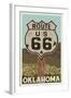 Oklahoma - Route 66 - Letterpress-Lantern Press-Framed Art Print