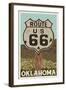 Oklahoma - Route 66 - Letterpress-Lantern Press-Framed Art Print