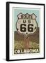 Oklahoma - Route 66 - Letterpress-Lantern Press-Framed Art Print