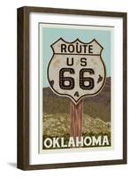 Oklahoma - Route 66 - Letterpress-Lantern Press-Framed Art Print