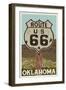 Oklahoma - Route 66 - Letterpress-Lantern Press-Framed Art Print