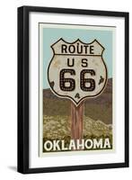 Oklahoma - Route 66 - Letterpress-Lantern Press-Framed Art Print