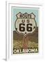 Oklahoma - Route 66 - Letterpress-Lantern Press-Framed Art Print