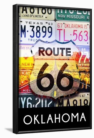 Oklahoma - Route 66 License Plates-Lantern Press-Framed Art Print