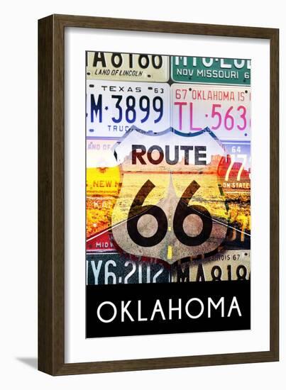 Oklahoma - Route 66 License Plates-Lantern Press-Framed Art Print