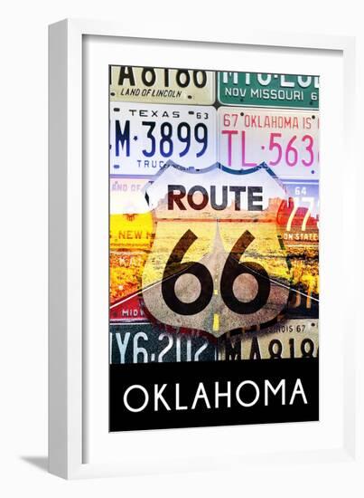 Oklahoma - Route 66 License Plates-Lantern Press-Framed Art Print