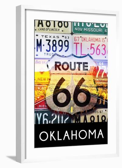 Oklahoma - Route 66 License Plates-Lantern Press-Framed Art Print