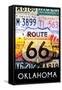 Oklahoma - Route 66 License Plates-Lantern Press-Framed Stretched Canvas